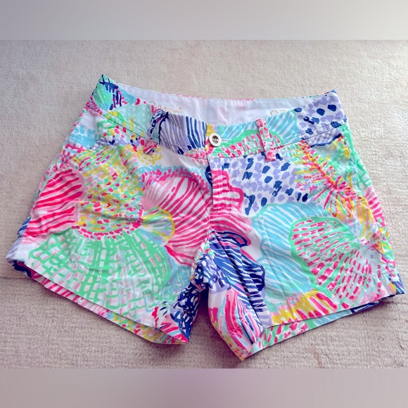 Lilly pulitzer pink green blue yellow Callahan shorts size 0 - Picture 1 of 2